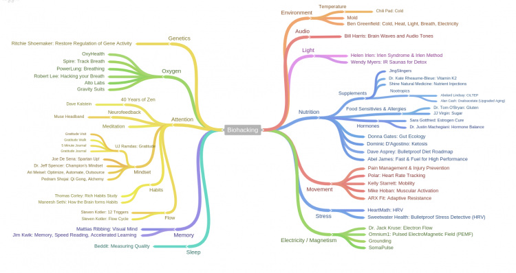 Mapa Biohackingu, zdroj: bulletproofexec.com
